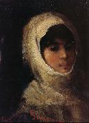 Nicolae Grigorescu Girl with White Veil oil painting on canvas